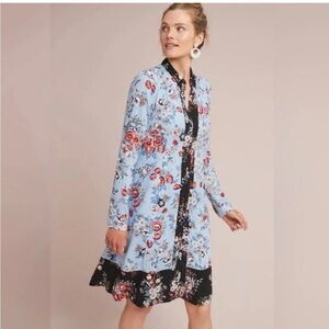 Anthropologie Maeve Floral Button-Up Shirt Dress